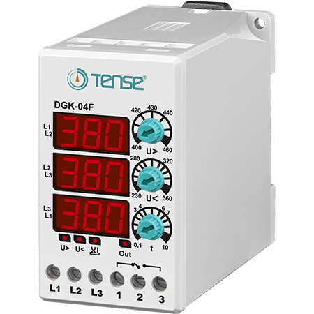 TENSE Dijital Aşırı-Düşük Ayarlı Faz Sıralı Trifaze Gerilim Kontrol Rölesi DGK-04F