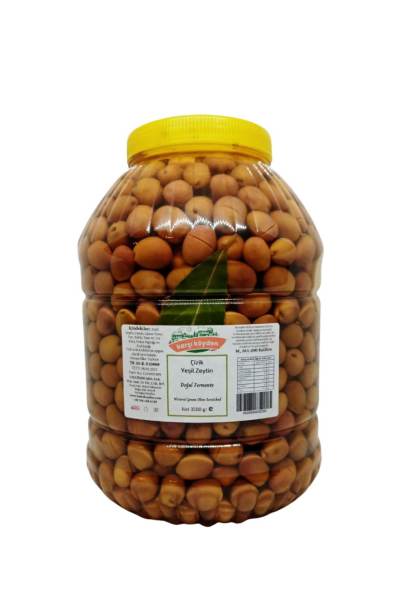 Karşı Köyden Doğal Salamura Çizik Yeşil Zeytin (3500gr - Pet Kavanoz)