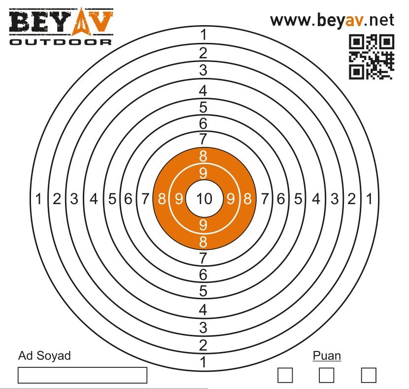 Bey Av Hedef Kağıdı 50 Adet 14 cm * 14 cm