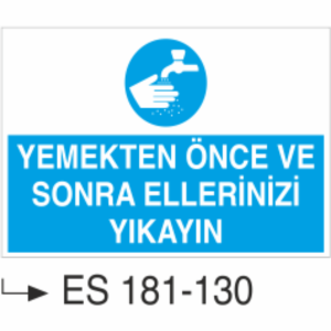 Yemekten Önce Ve Sonra Ellerinizi Yıkayın  -Uyarı Levhası