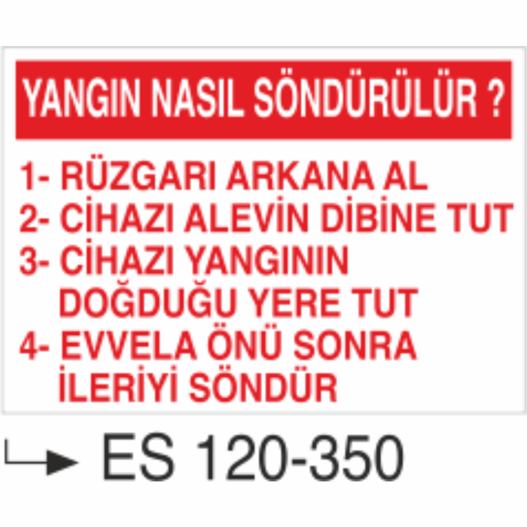 Yangın Nasıl Söndürülür- Uyarı Levhası