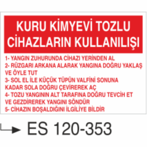 Kuru Kimyevi Tozlu Cihazların Kullanışı- Uyarı Levhası