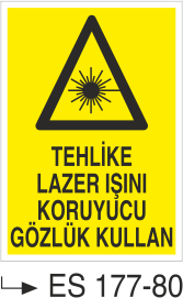 Tehlike Lazer Işını Koruyucu Gözlük Kullan  - Uyarı Levhası