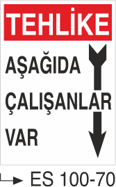 Tehlike Aşağıda Çalışanlar Var- Uyarı Levhası