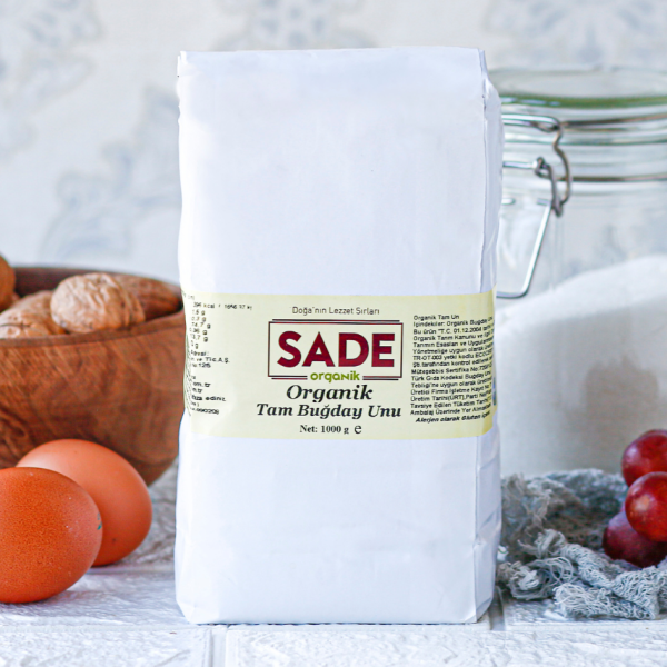 Sade Organik Tam Buğday Unu 1000 gr görseli.
