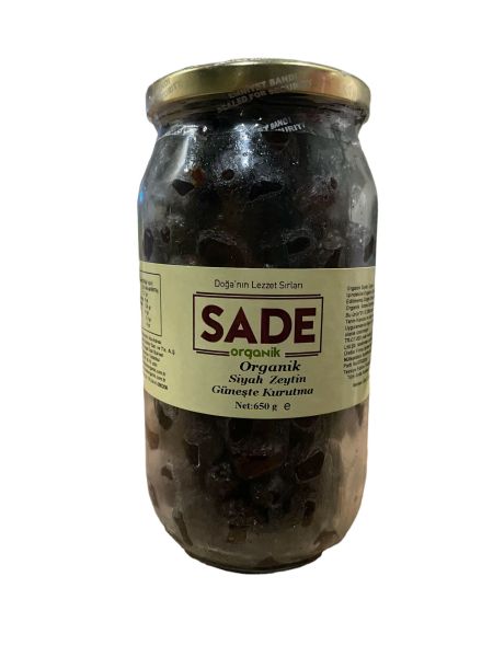 Sade Organik Siyah Zeytin Güneşte Kurutma 650 GR görseli.
