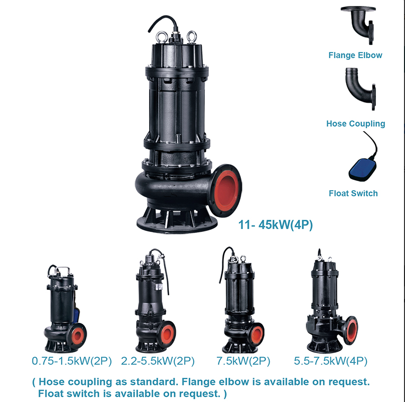 LEO 150WQ150-28-22(4P)-380V/50HZ- 30 HP DÖKÜM GÖVDELİ ATIK SU POMPASI