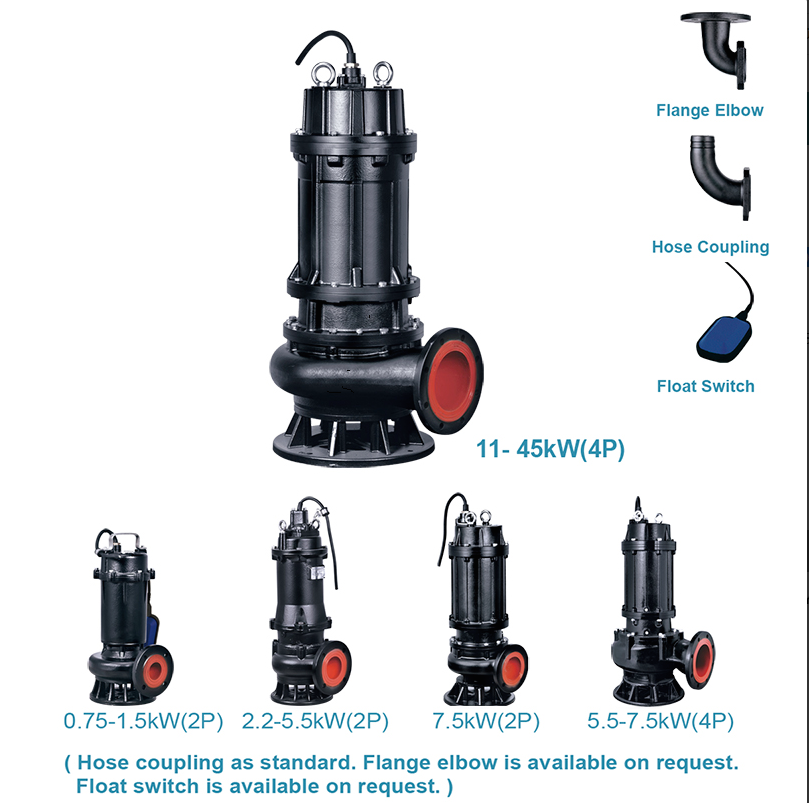 LEO 100WQ100-22-11(4P)-380V/50HZ- 15 HP DÖKÜM GÖVDELİ ATIK SU POMPASI