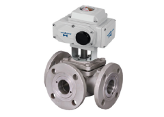 Electric Actuated Stainless 3 Way -L-/-T- Port Flanged Ball Valve 220V AC