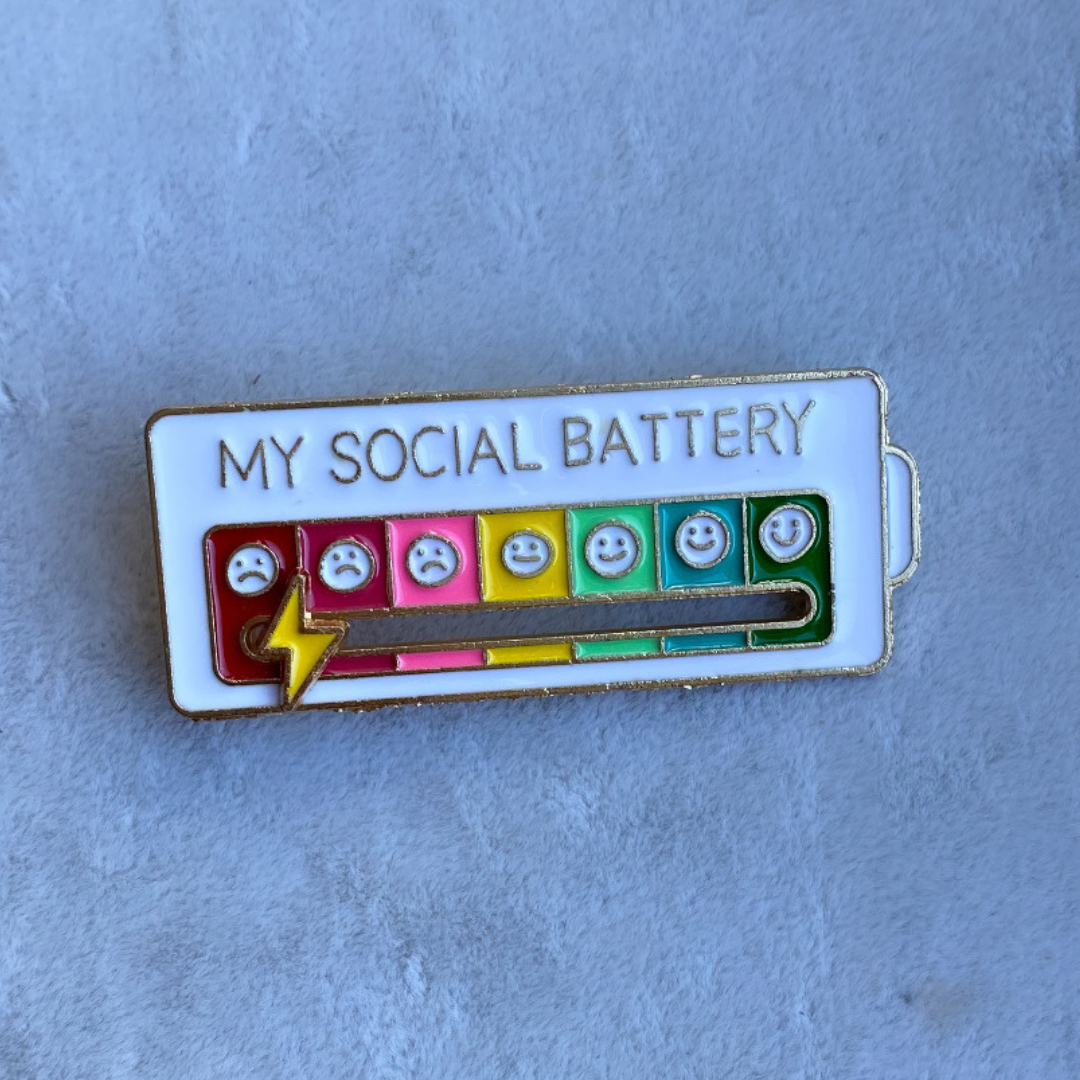 My Socıal Battery Broş- Beyaz