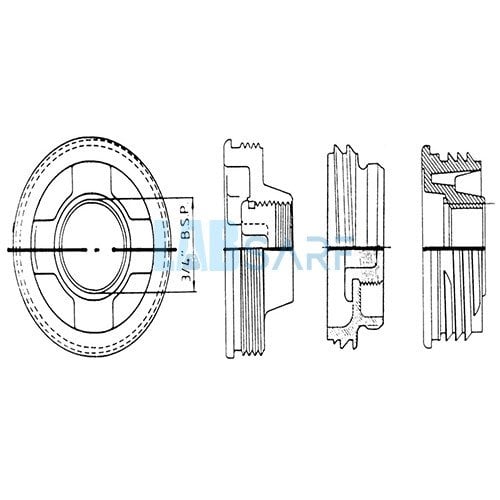 Adaptör & Küresel Vana İçin & Kaba dişli Tri-Sure 2” dış, 3/4” iç & 0600-0140