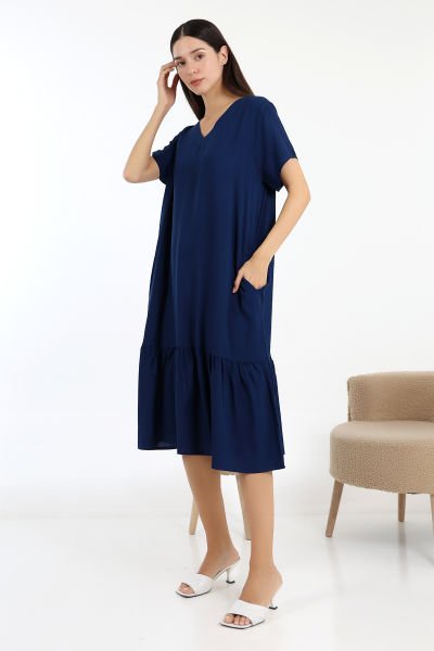 LİKAPASHOP VİSKON FIRFIRLI BÜYÜK BEDEN ELBİSE