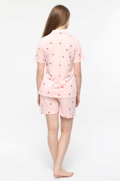 LİKAPA Penye Önden Düğmeli Kısa Kol Şortlu Takımı