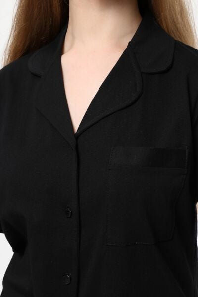 LİKAPA Penye Önden Düğmeli Kısa Kol Şortlu Takımı