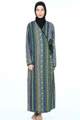 2001-01 Likapa Viskon Namaz Elbisesi MAVİ SARMAŞIK ÇİZGİLİ DESEN - 3
