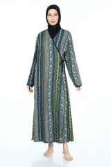 2001-01 Likapa Viskon Namaz Elbisesi MAVİ SARMAŞIK ÇİZGİLİ DESEN - 3