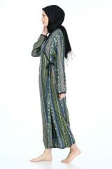2001-01 Likapa Viskon Namaz Elbisesi MAVİ SARMAŞIK ÇİZGİLİ DESEN - 3