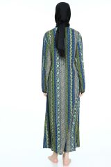 2001-01 Likapa Viskon Namaz Elbisesi MAVİ SARMAŞIK ÇİZGİLİ DESEN - 3