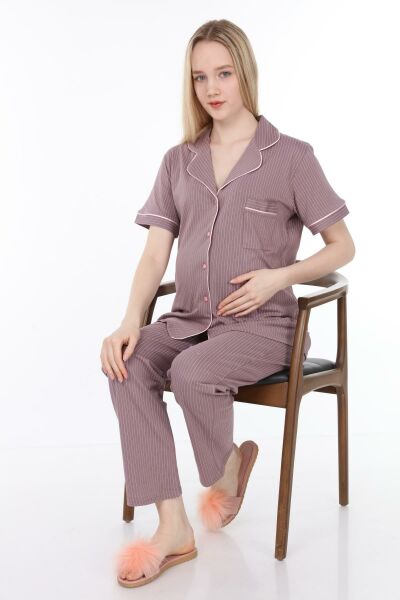 Kahve Pembe Çizgili