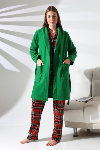 LİKAPASHOP 3'LÜ EKOSE SABAHLIK PİJAMA TAKIM