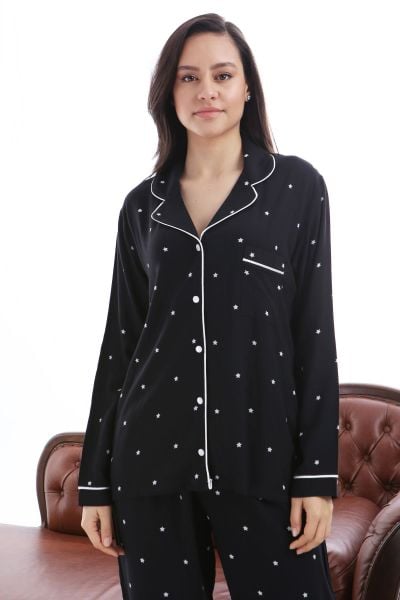 1353-03 Likapa Yıldız Kadın Uzun Kol Pijama Takım