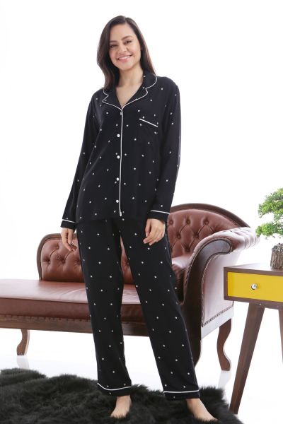 1353-03 Likapa Yıldız Kadın Uzun Kol Pijama Takım