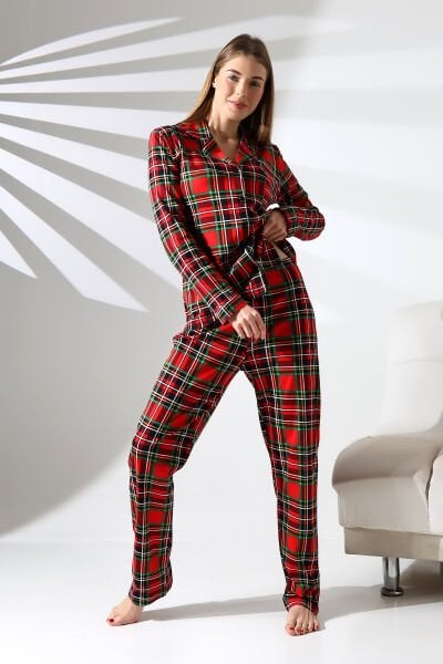Likapashop Büyük Beden Ekose Pijama Takımı