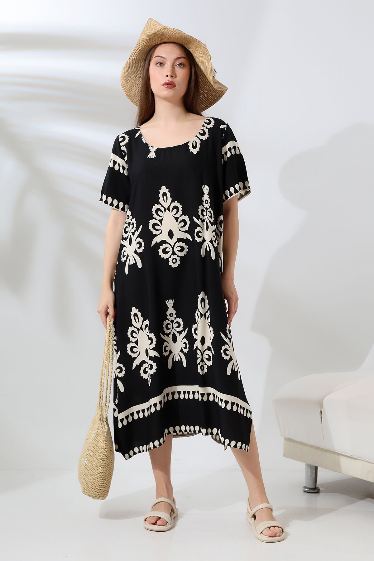 LİKAPASHOP VİSKON KISA KOL ELBİSE 2726