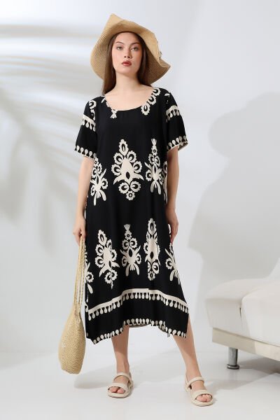 LİKAPASHOP VİSKON KISA KOL ELBİSE 2726