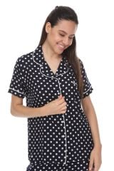 Kısa Kollu Gömlek Yaka Viskon Pijama Takımı