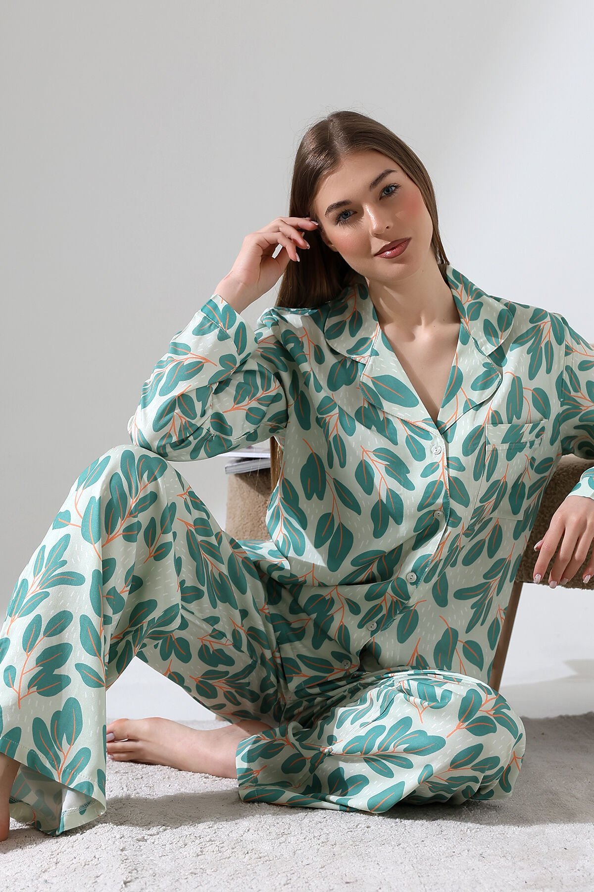 LİKAPASHOP VİSKON UZUN KOL PİJAMA TAKIMI