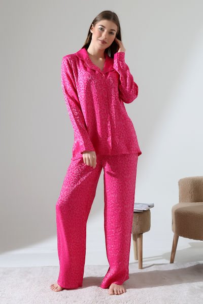 LİKAPASHOP VİSKON JAKARLI UZUN KOL PİJAMA TAKIMI