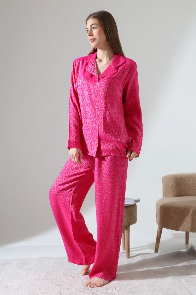 LİKAPASHOP VİSKON JAKARLI UZUN KOL PİJAMA TAKIMI