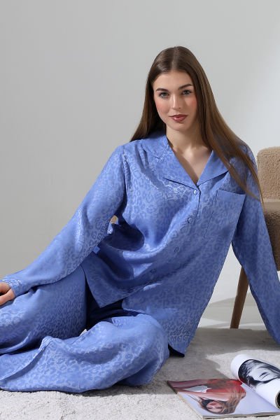 LİKAPASHOP VİSKON JAKARLI UZUN KOL PİJAMA TAKIMI
