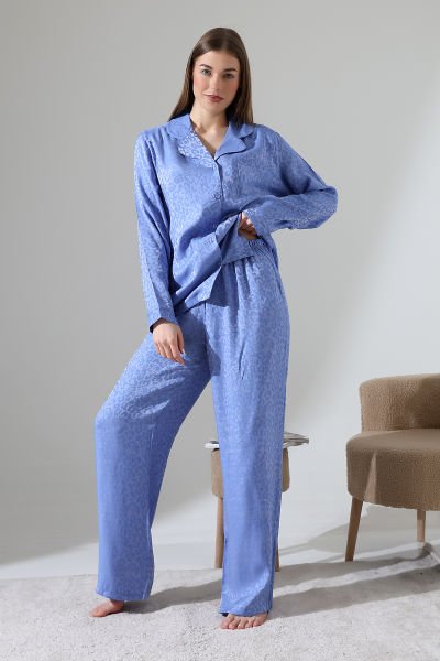 LİKAPASHOP VİSKON JAKARLI UZUN KOL PİJAMA TAKIMI