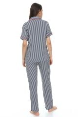 Kısa Kollu Gömlek Yaka Dokuma Pijama Takımı