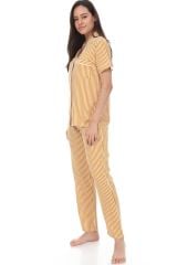 Kısa Kollu Gömlek Yaka Dokuma Pijama Takımı