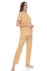 Kısa Kollu Gömlek Yaka Dokuma Pijama Takımı