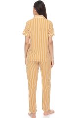 Kısa Kollu Gömlek Yaka Dokuma Pijama Takımı
