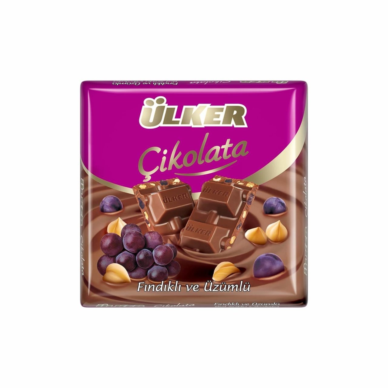 ÜLKER ÇİKOLATA KARE ÜZÜM & FINDIK 60 GR