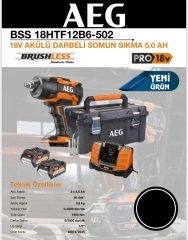 Aeg BSS18HTF12B6-502 18V 5Ah Akülü Darbeli Somun Sıkma 5.0 AH