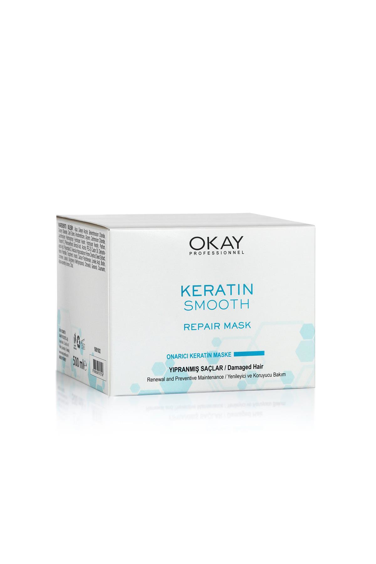 Okay Keratin Smooth Onarıcı Saç Maskesi 500 ml.