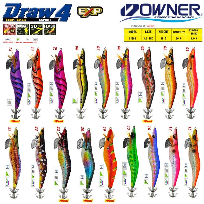 Owner 51882 DRAW SQUID ED-3,5 12CM  Kalamar