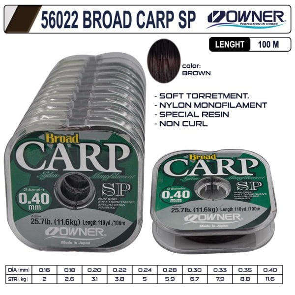 Owner 56022 mm Broad Carp Sp 100m Brown Misina