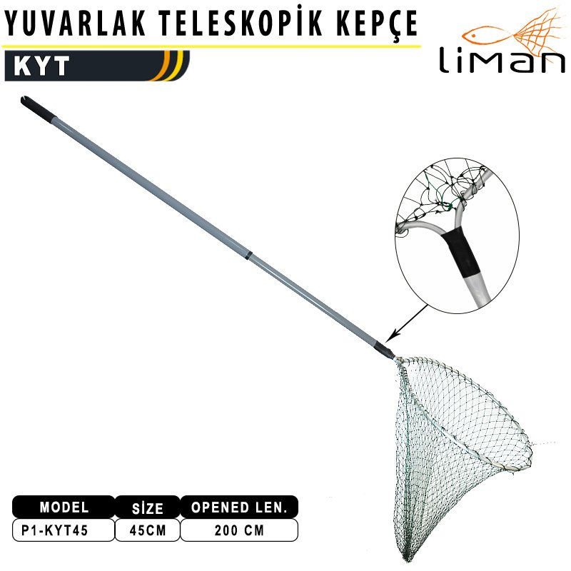 Liman Yuvarlak Teleskopik Misina Kepçe  45 lik - 200 CM