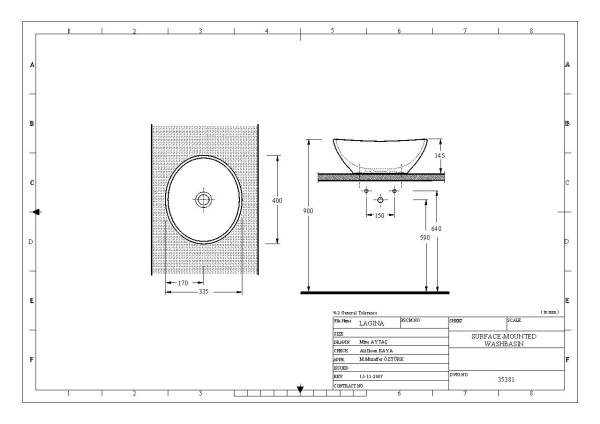 Lagina Tezgahüstü Oval Lavabo (Gondol Lavabo)