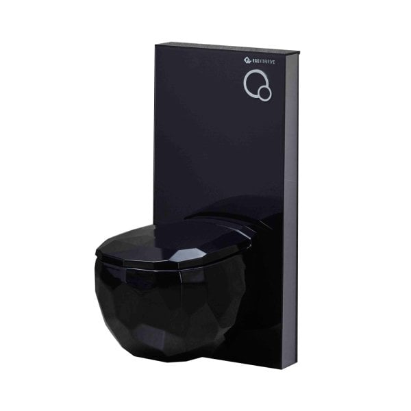 Asma Klozet Uyumlu Siyah Kabin Cam Rezervuar