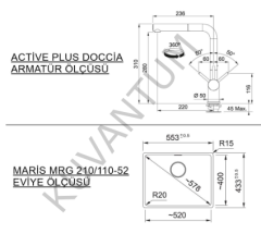 Franke Maris MRG 110-52 Tezgah Altı Granit Eviye + Active Plus Doccia Spiralli Armatür Avena