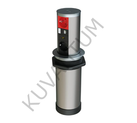 Hafele STEP II Priz Bas-Aç 2xPriz2xUSB Mat Krom