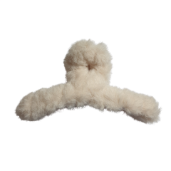 Tüylü Peluş Mandal Toka-Tekli-12cm-Bej